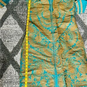 Teal and Gold Paisley Dress